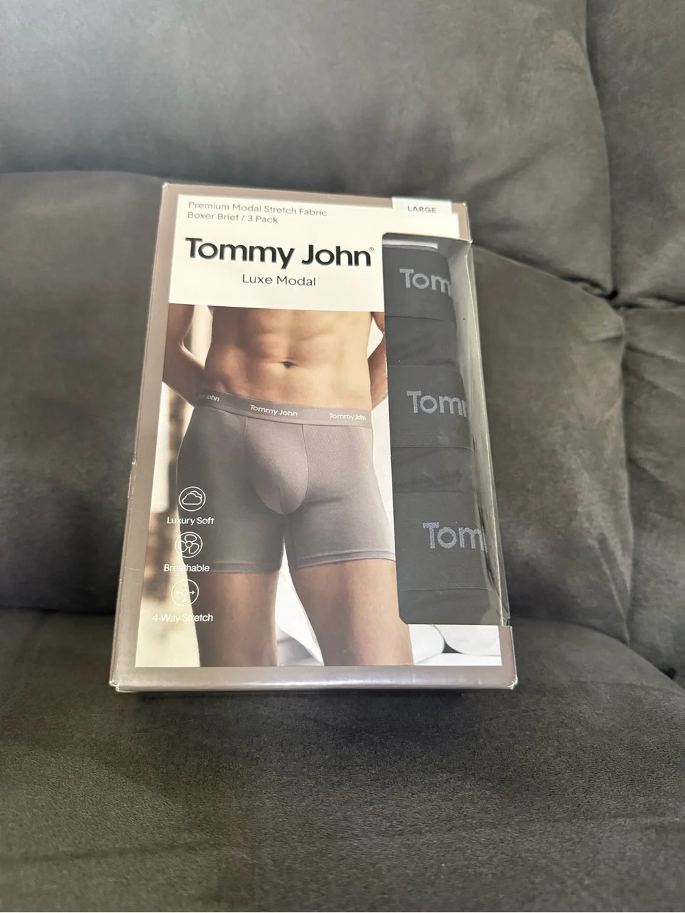 Tommy John Luxe Modal Boxer Briefs - Charcoal/Black 3-Pack